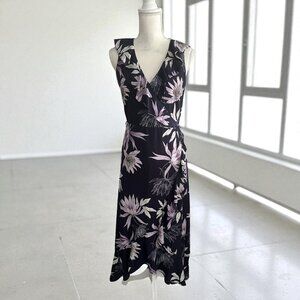 VINCE CAMUTO Purple Floral Midi Dress Size 4
